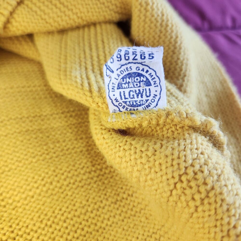 VTG White Stag Mustard Ribbed Turtleneck Sweater Union Made Side Neck Zip (S/M) - Picture 9 of 10